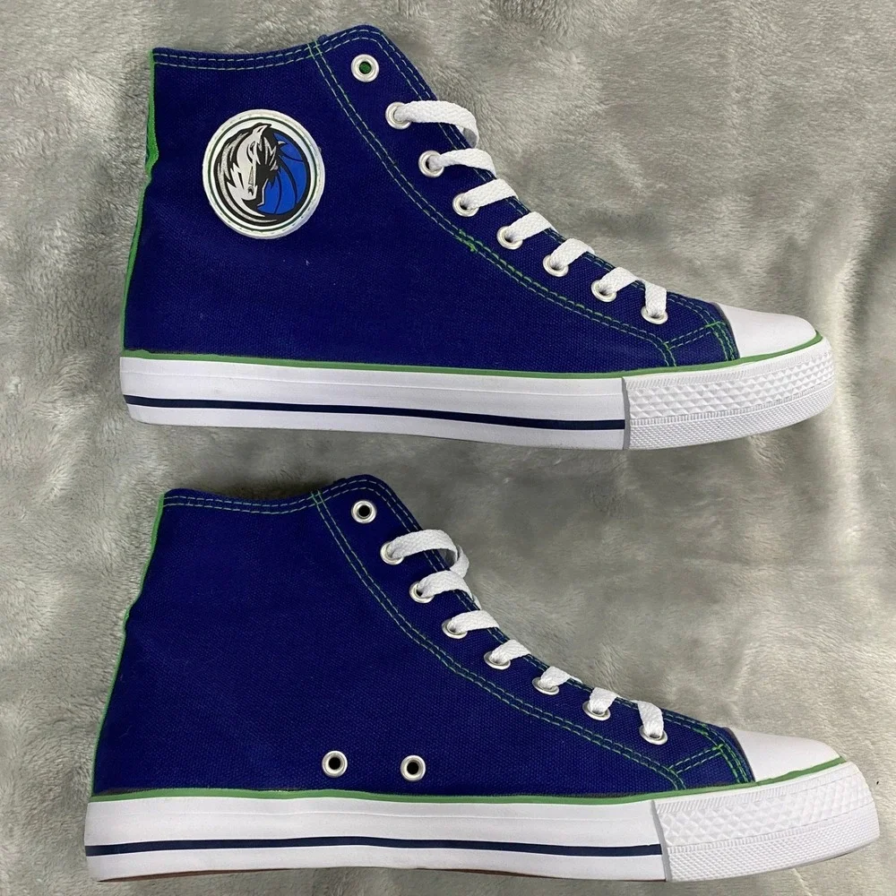 FOCO Dallas Mavericks High Top Big Logo Canvas Shoes Mens 8 Navy Green White NBA